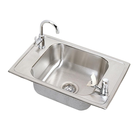 Elkay Pacemaker Stainless Steel 25X17X7-1/8 Single Bowl Top Mount Classroom Sink And Faucet / Bubbler Kit PSDKRC2517C